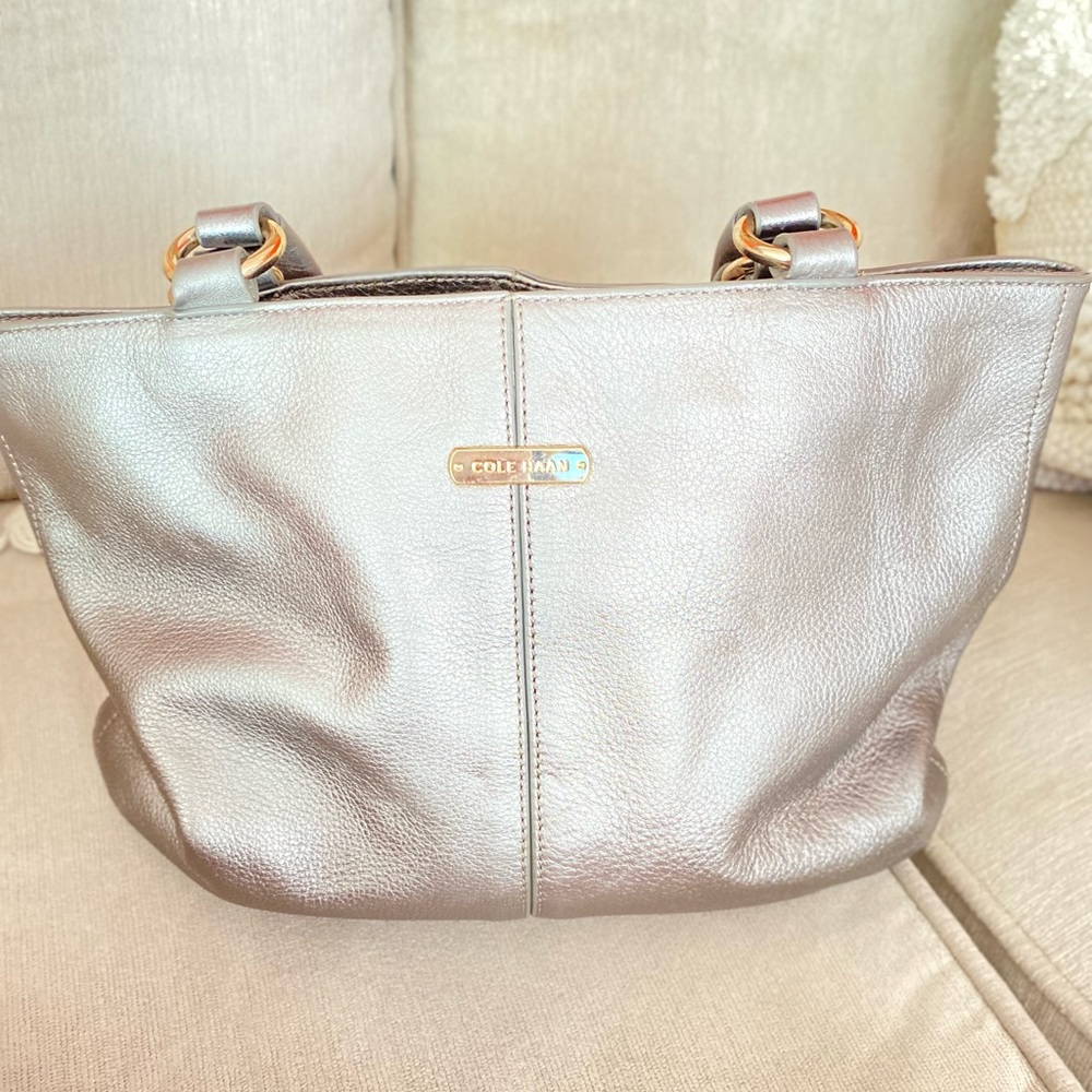 Cole Hann Pewter Purse. 15” L.  11 “ Tall